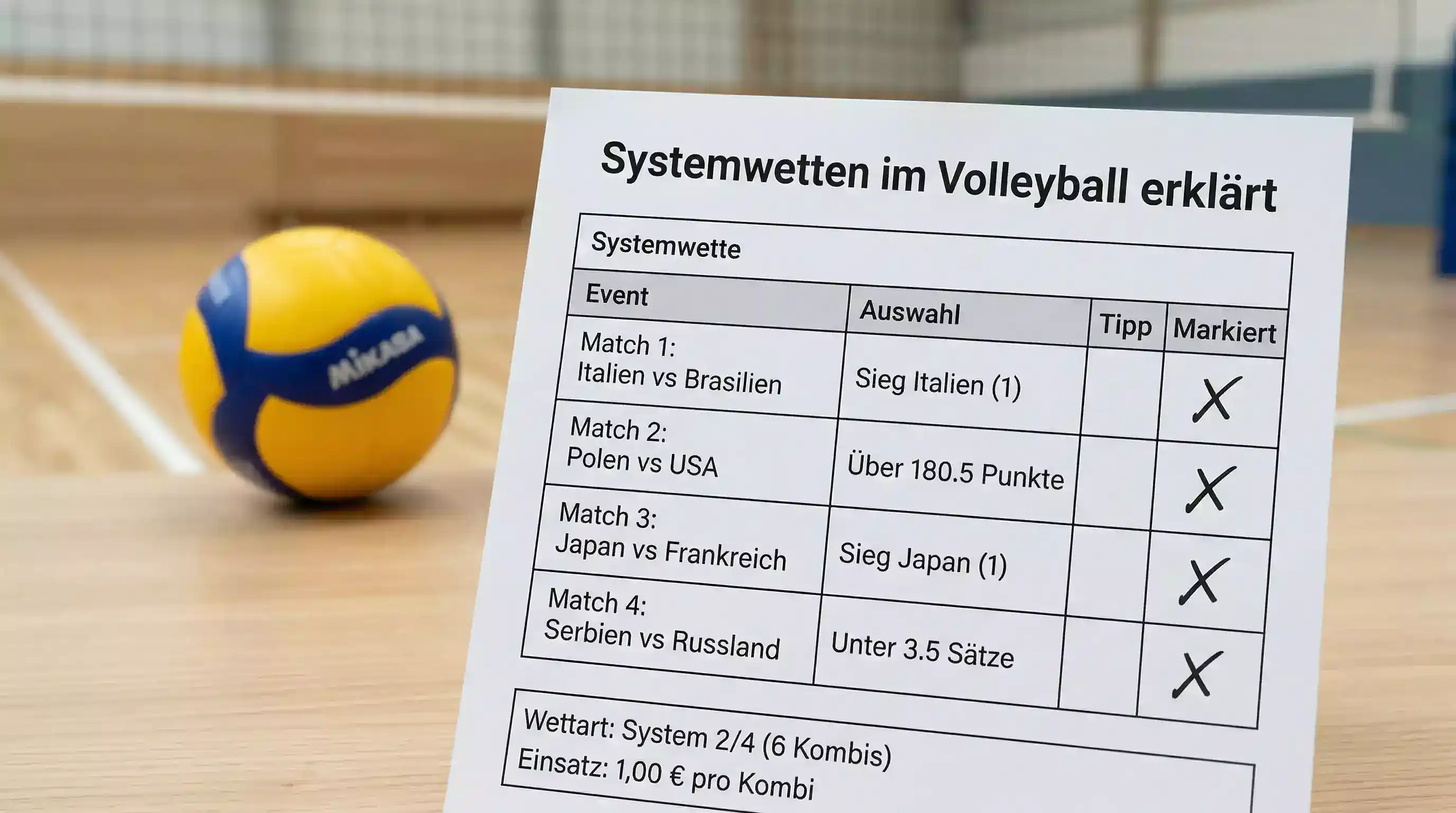 Volleyball Systemwetten erklärt: Kombinationen absichern